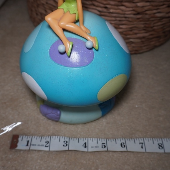 Disney Tinker Bell Sitting On A Mushroom Vinyl Piggy Bank Collectors No Plug - Picture 5 of 6